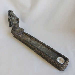 Buddha Incense Holder Stick and Cone Resin Vintage 11 in